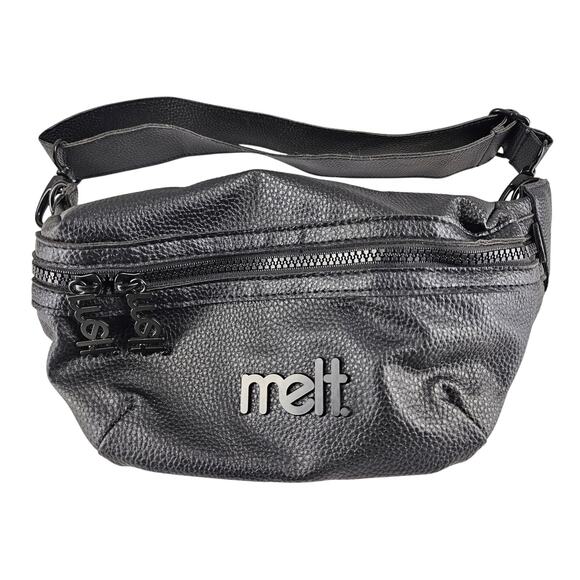 MELT COSMETICS BLACK SLING FANNY BAG CROSSBODY - 10" L x 6" H - ADJUSTABLE STRAP - Picture 1 of 12